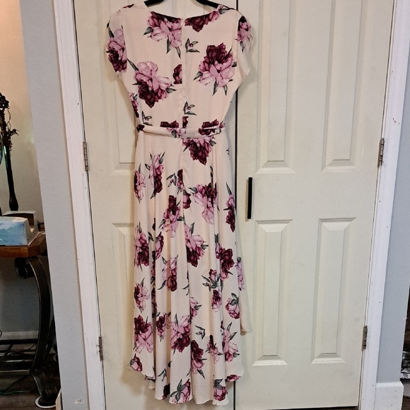 Lulu's Pink and Cream Floral Wrap Dress - Picture 5 of 5